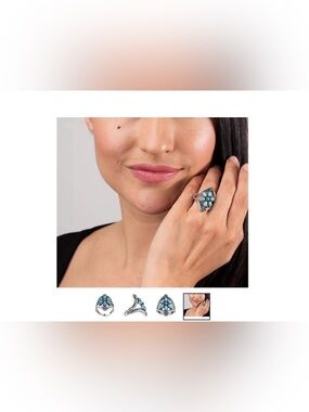 American West Jewelry Sterling Turquoise Cluster Ring Size 5 New